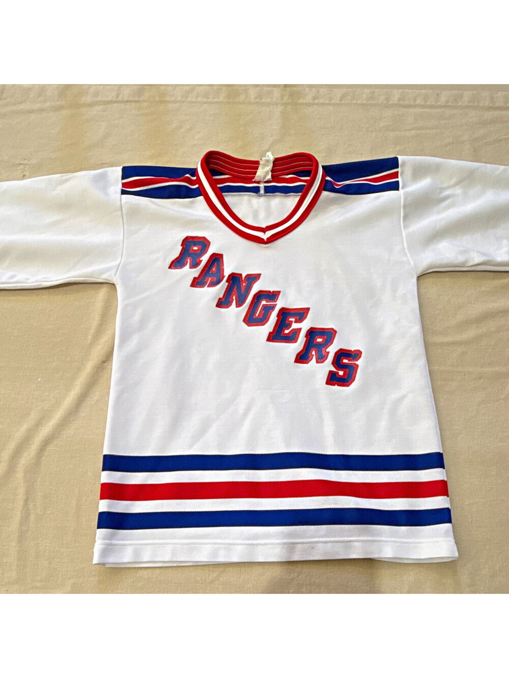 CCM Boy Ice Hockey Jersey White Long Sleeve 100% Polyester Regular